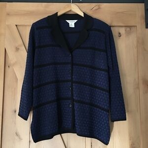 MISOOK Knit Jacket Blazer Blue Black Size XL Stripes